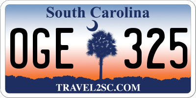 SC license plate OGE325