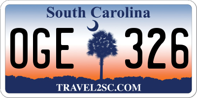 SC license plate OGE326