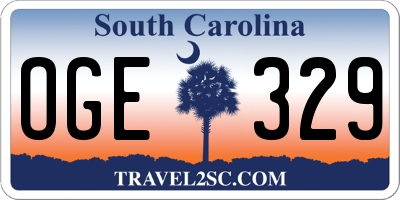 SC license plate OGE329