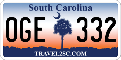 SC license plate OGE332