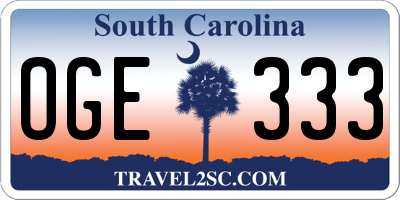 SC license plate OGE333