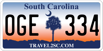 SC license plate OGE334