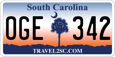 SC license plate OGE342
