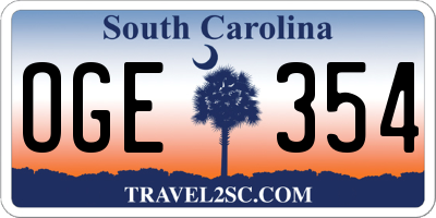 SC license plate OGE354