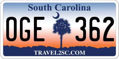 SC license plate OGE362