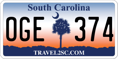 SC license plate OGE374