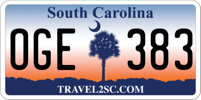 SC license plate OGE383