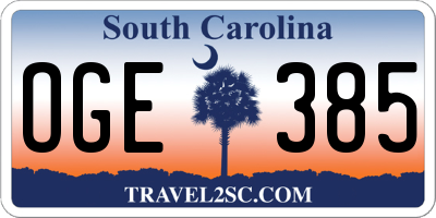 SC license plate OGE385