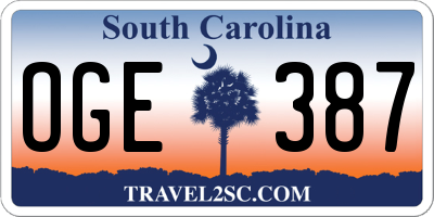 SC license plate OGE387
