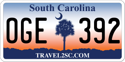 SC license plate OGE392