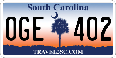 SC license plate OGE402