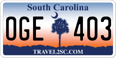 SC license plate OGE403