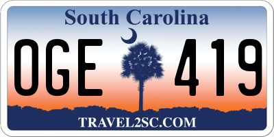SC license plate OGE419