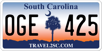 SC license plate OGE425