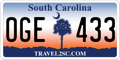 SC license plate OGE433