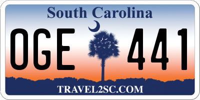SC license plate OGE441