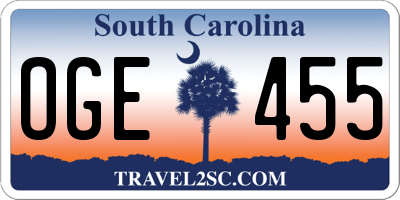 SC license plate OGE455
