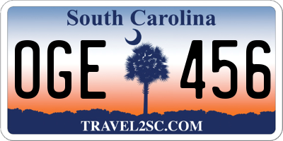 SC license plate OGE456