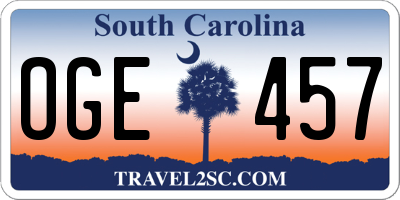 SC license plate OGE457