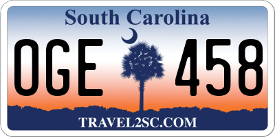 SC license plate OGE458