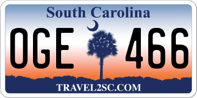SC license plate OGE466