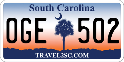 SC license plate OGE502