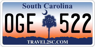 SC license plate OGE522