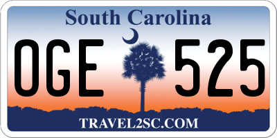 SC license plate OGE525