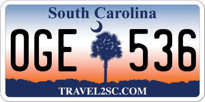 SC license plate OGE536