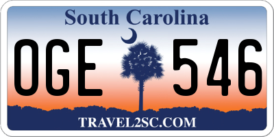 SC license plate OGE546