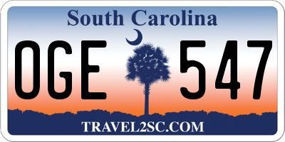 SC license plate OGE547