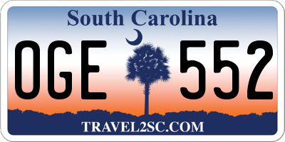 SC license plate OGE552