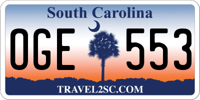 SC license plate OGE553