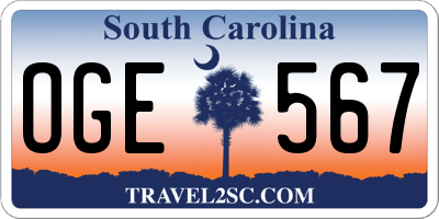 SC license plate OGE567