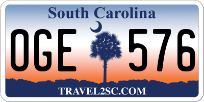 SC license plate OGE576