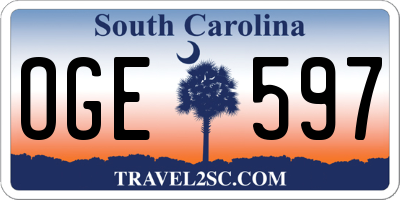 SC license plate OGE597