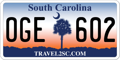 SC license plate OGE602
