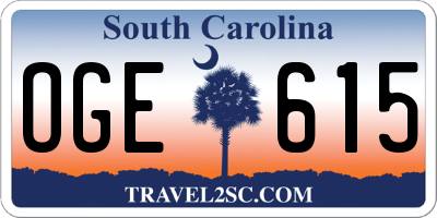 SC license plate OGE615