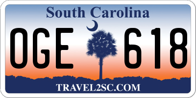 SC license plate OGE618