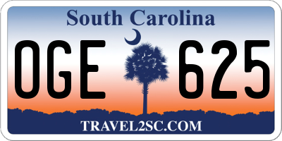 SC license plate OGE625