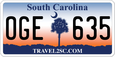 SC license plate OGE635