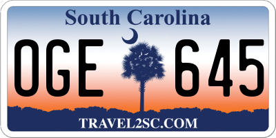 SC license plate OGE645