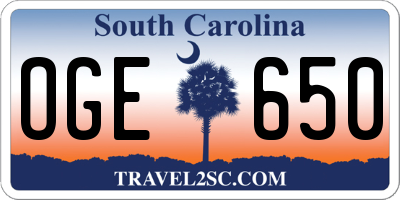 SC license plate OGE650