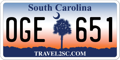 SC license plate OGE651