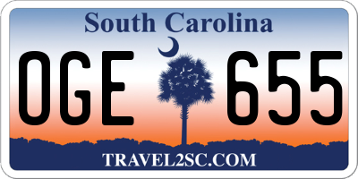 SC license plate OGE655