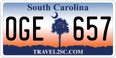 SC license plate OGE657