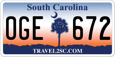 SC license plate OGE672