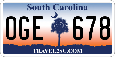 SC license plate OGE678