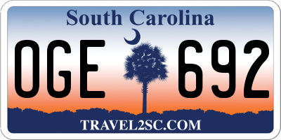 SC license plate OGE692