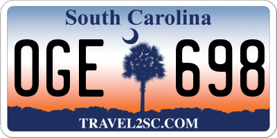 SC license plate OGE698